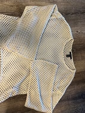 Forever 21 Open Knit Crochet Sweater in Off-White